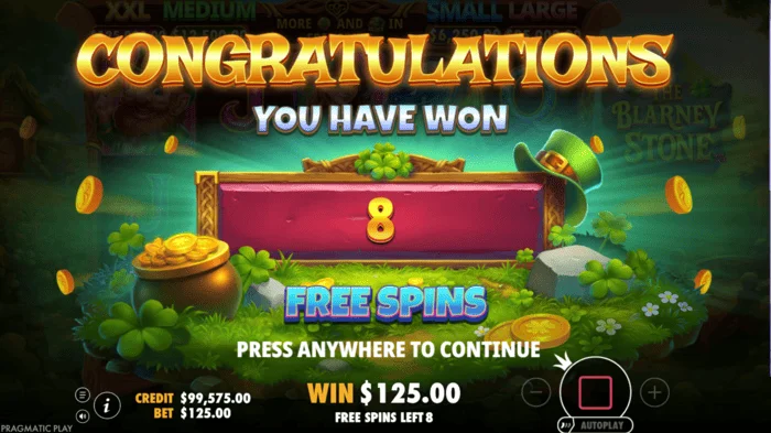 The Blarney Stone - Free Spins რაუნდის გაშვება